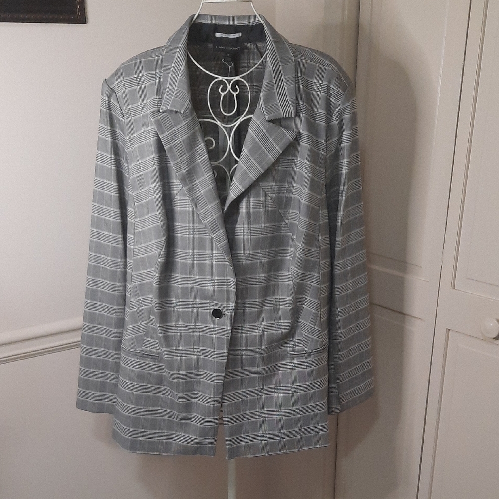 Lane Bryant Gray Checkered Blazer